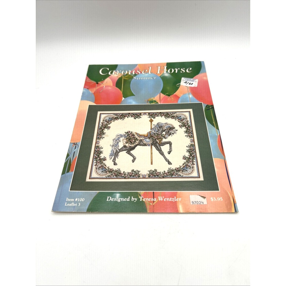 Teresa Wentzler Carousel Horse Summer Cross Stitch Pattern Leaflet 3 Green Blue